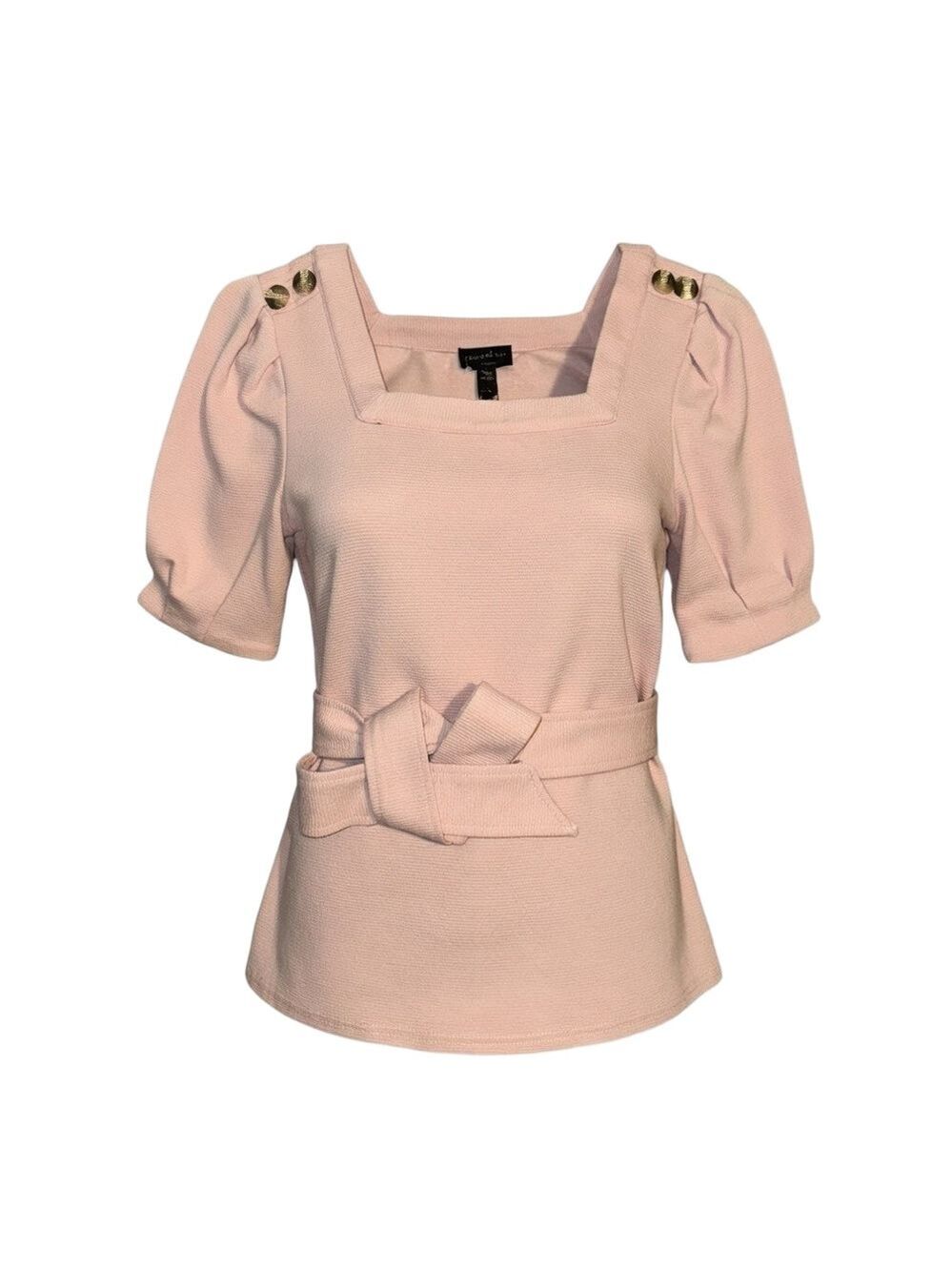 ANTHROPOLOGIE Pink CURRENT AIR Punk Puff Sleeve w/ Bow Top xs​​ classy​